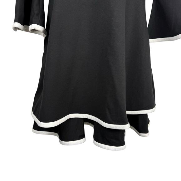 Eliza J Dress Womens 6 Black White Bell Sleeve Ruffled Mini Feminine Romantic - Picture 5 of 14